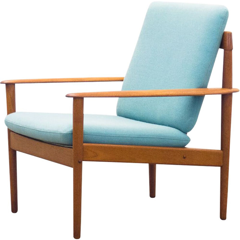 PJ56 blue armchair in teak by Grete Jalk