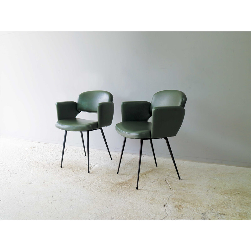 Fauteuil vintage vert, France, 1960s