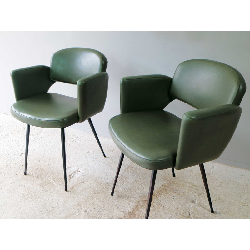 Vintage green armchair, France, 1960s
