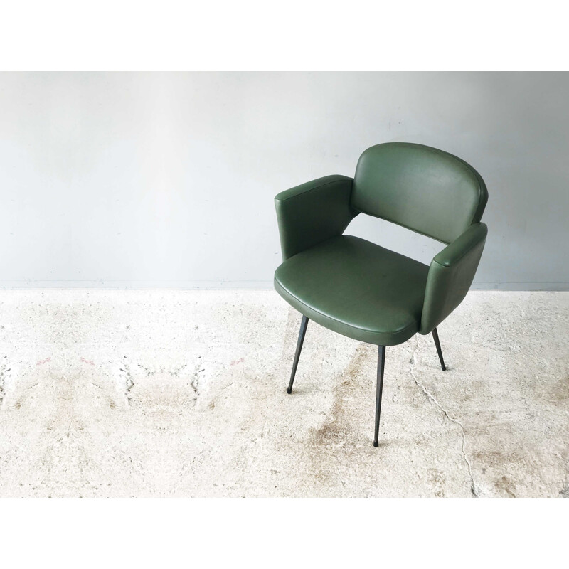 Vintage green armchair, France, 1960s