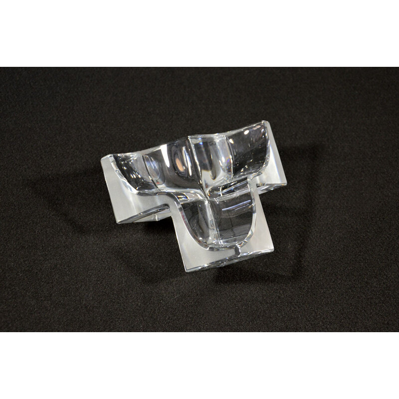 Pièce centrale vintage en cristal sculpturale et géométrique par Daum France
