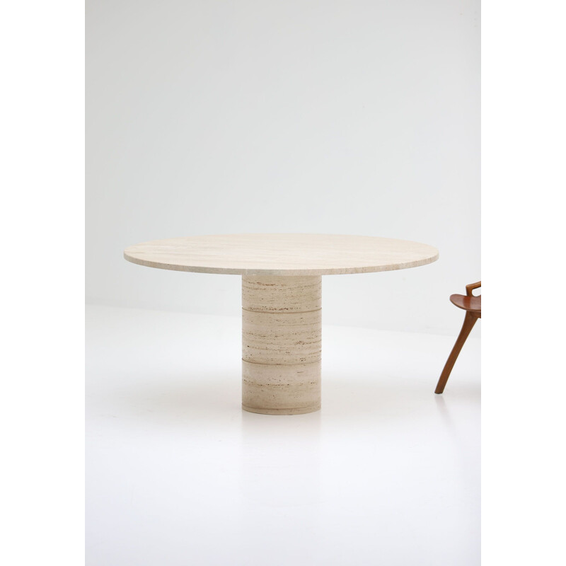 Vintage dining table in travertine round by Up&Up 1970