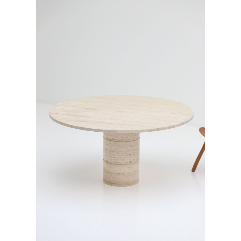Vintage dining table in travertine round by Up&Up 1970