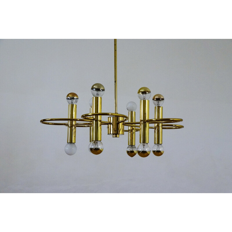 Vintage hanging lamp in metal and brass - 1960s