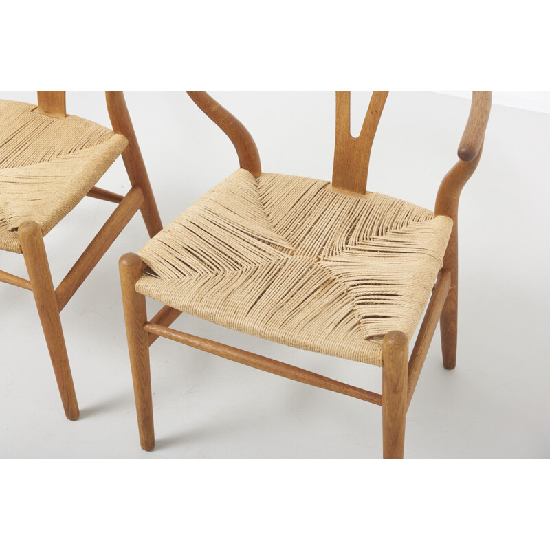 Ensemble de 4 chaises vintage Wishbone modèle CH24 en chêne par Hans J Wegner pour Carl Hansen 1997