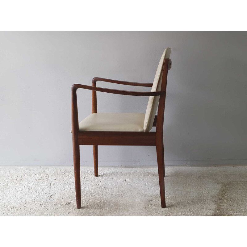 Vintage danish armchairs in teakwood and beige fabric 1960s