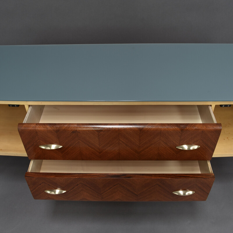 Vintage sideboard for Vittorio Dassi in rosewood and brass 1950s