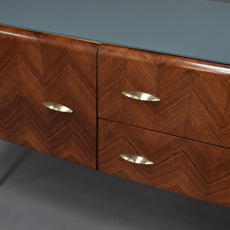 Vintage sideboard for Vittorio Dassi in rosewood and brass 1950s