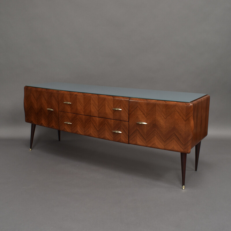 Vintage sideboard for Vittorio Dassi in rosewood and brass 1950s