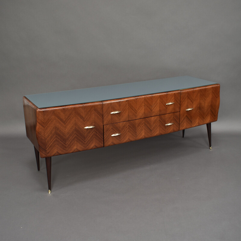 Vintage sideboard for Vittorio Dassi in rosewood and brass 1950s