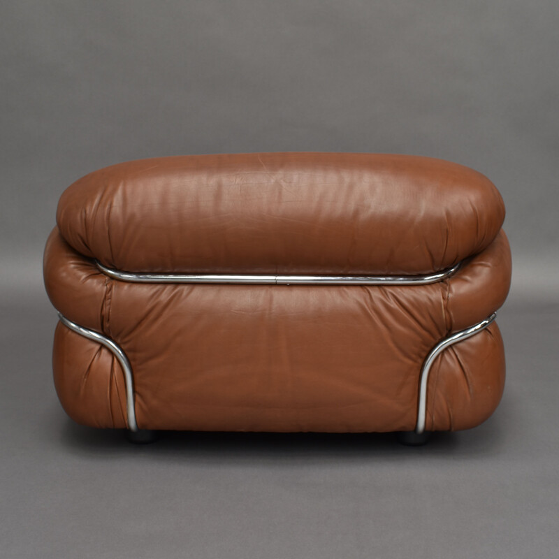 Fauteuil Sesann vintage en cuir marron par Gianfranco Frattini pour Cassina