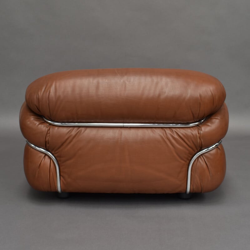 Sesann vintage lounge chair in brown leather by Gianfranco Frattini for Cassina