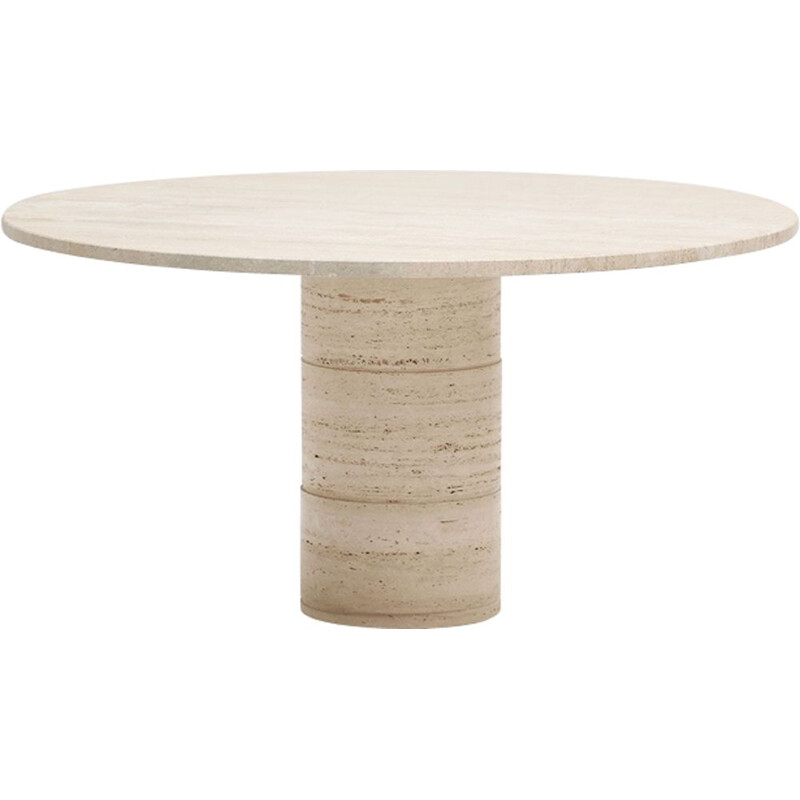 Vintage dining table in travertine round by Up&Up 1970