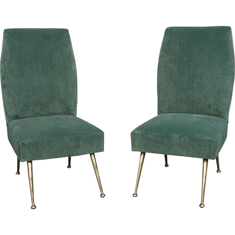 Paire de chaises vintage - vert velours