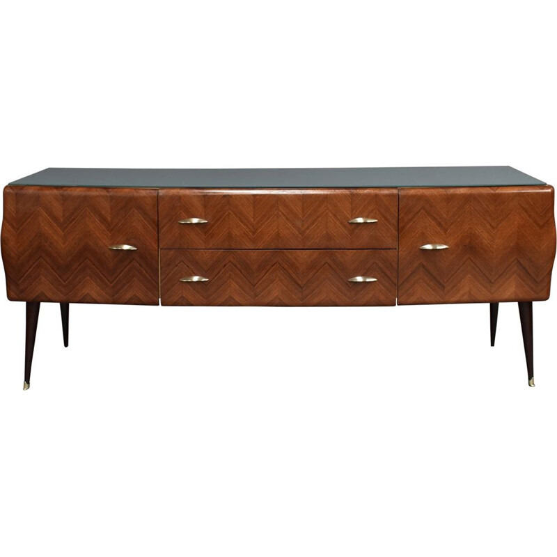 Vintage sideboard for Vittorio Dassi in rosewood and brass 1950s