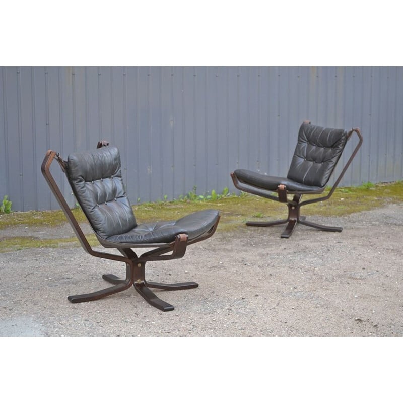 Set of vintage lounge chairs & coffee table Falcon by Sigurd Ressell for Vatne Møbler, 1970s