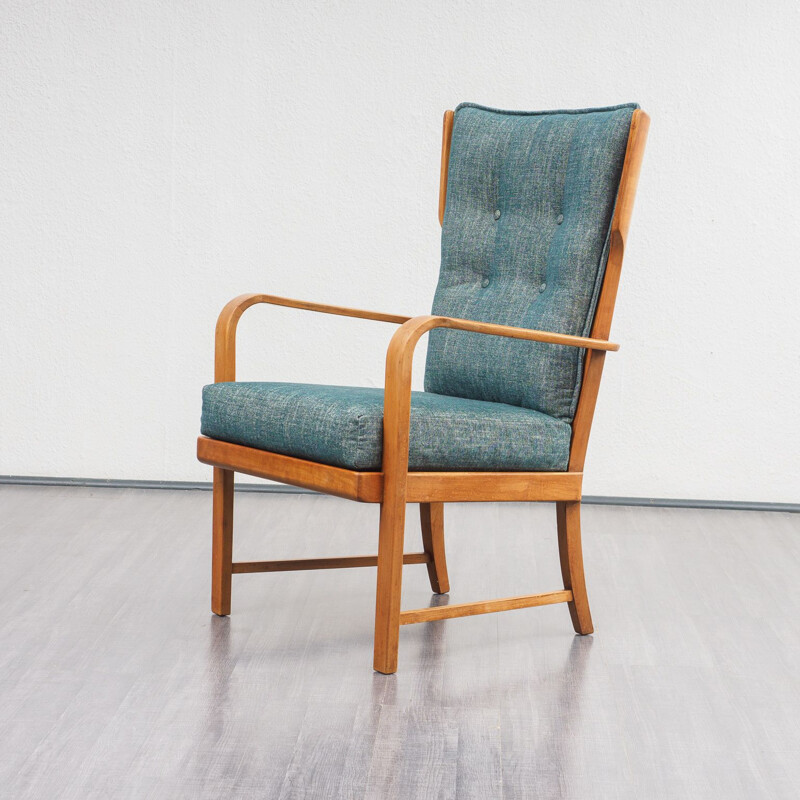 Vintage armchair highback in walnut 1950s 