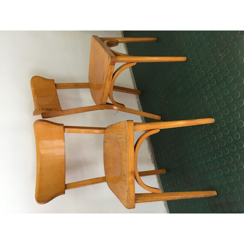 Pair of vintage chairs bistro in wood France 1960s