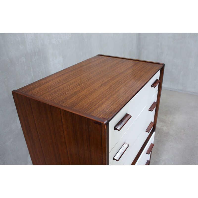 Vintage chest of drawers for G-Plan in mahogany and brass 1950s