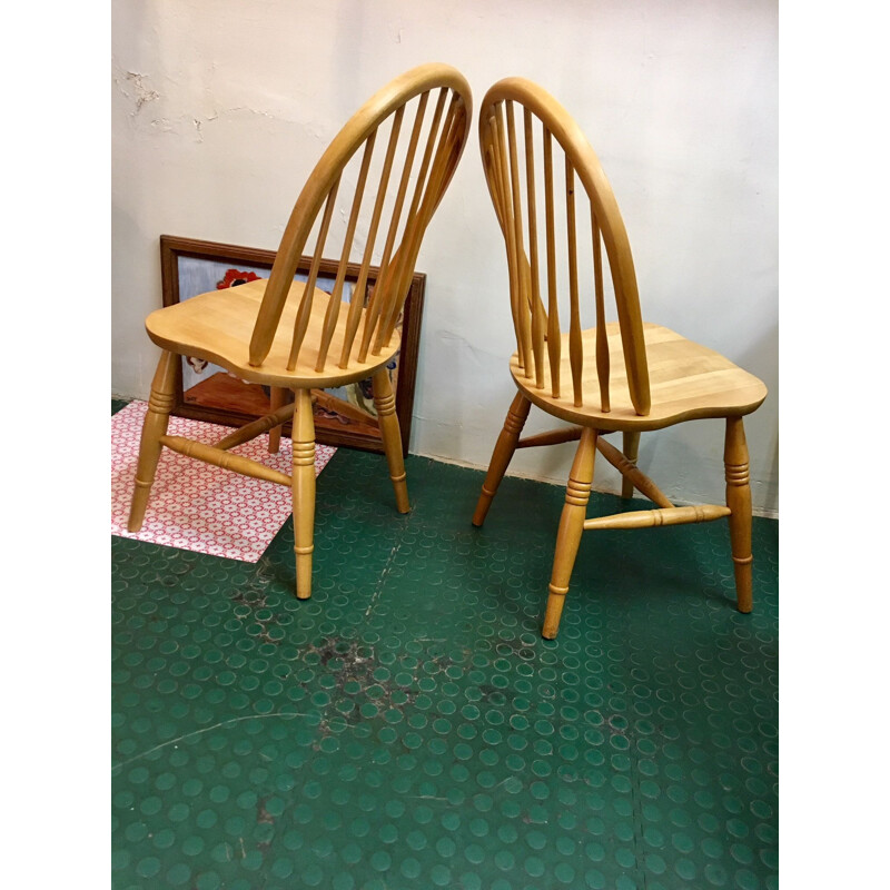 Paire de chaises vintage scandinaves en bois de hêtre 1980
