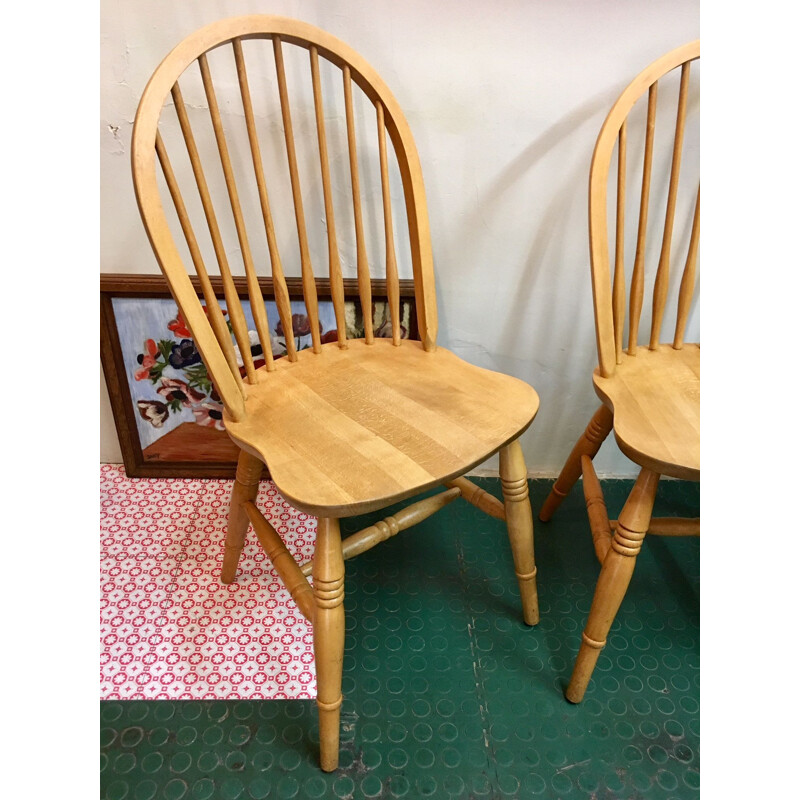 Pair of vintage scandinavian chairs in beechwood 1980