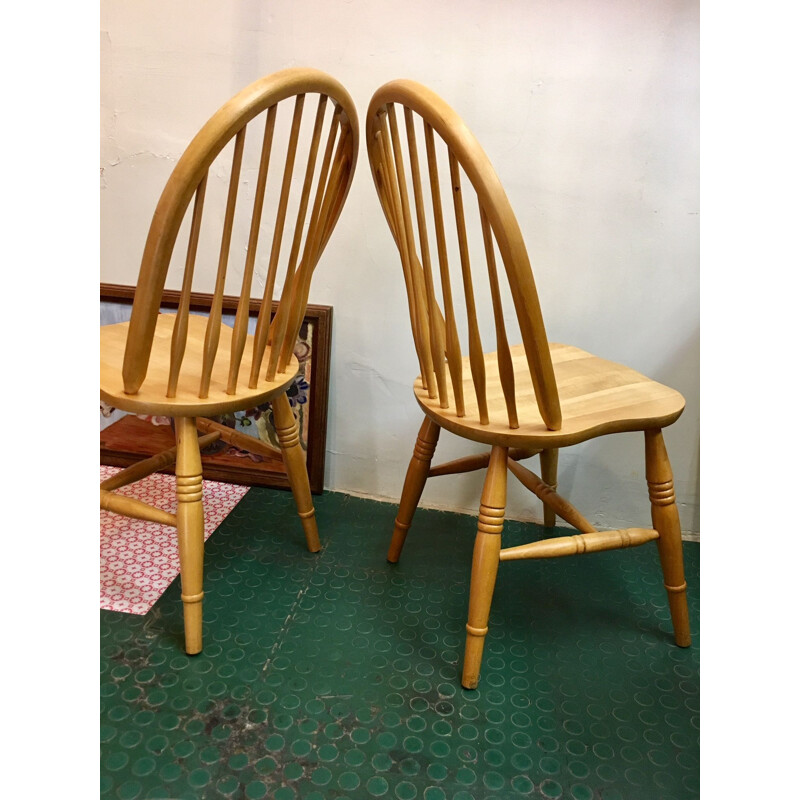 Paire de chaises vintage scandinaves en bois de hêtre 1980