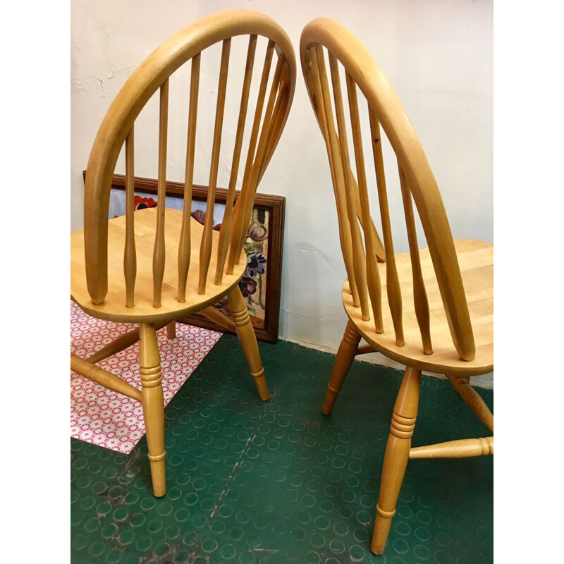 Pair of vintage scandinavian chairs in beechwood 1980