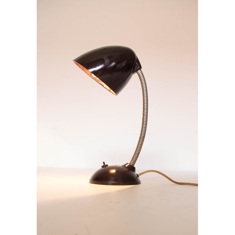 Vintage black lamp by Kirkman Cole in bakelite and steel 1950s