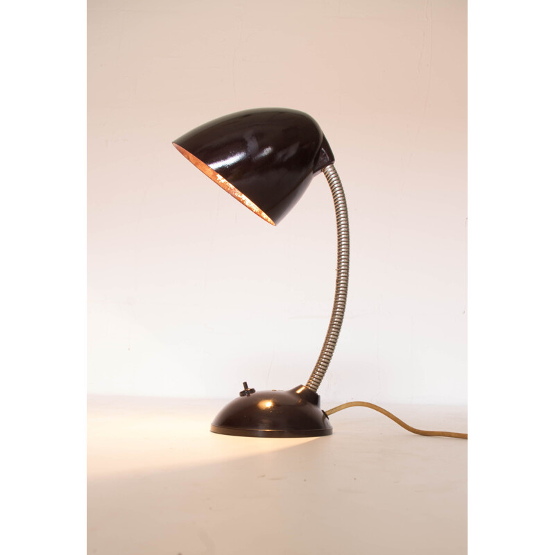 Lampe vintage noire par Kirkman Cole en bakélite et acier 1950