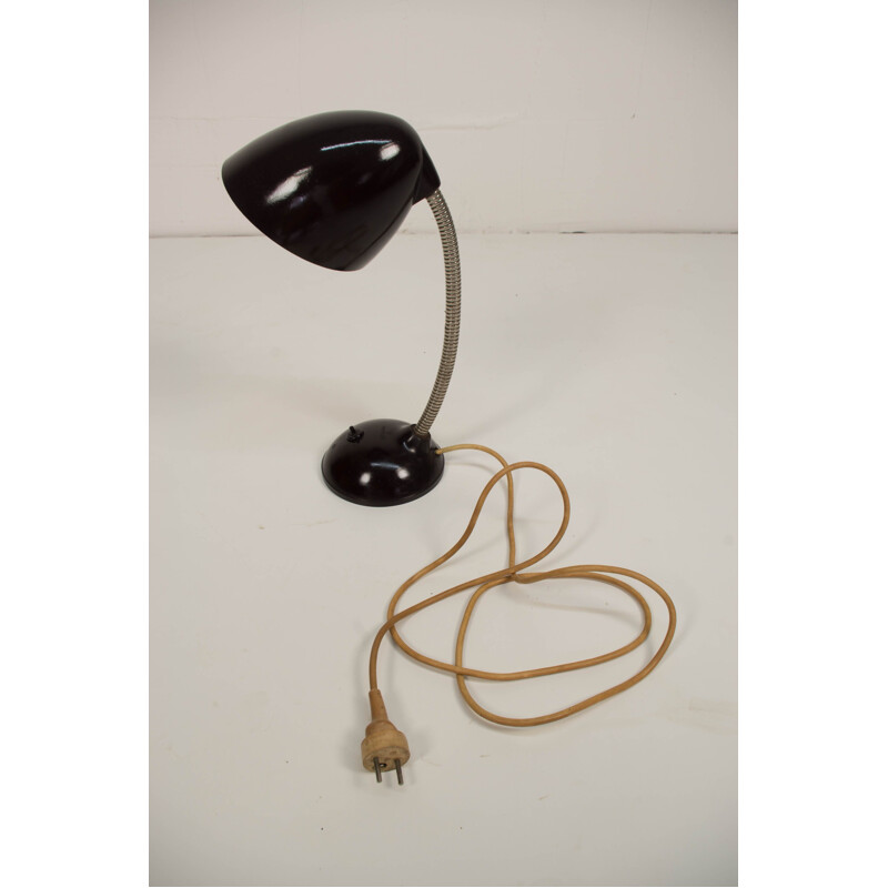 Vintage black lamp by Kirkman Cole in bakelite and steel 1950s