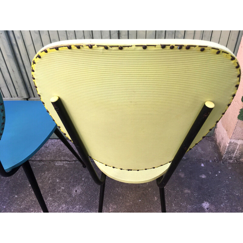 Suite de 4 chaises vintage françaises en acier 1950