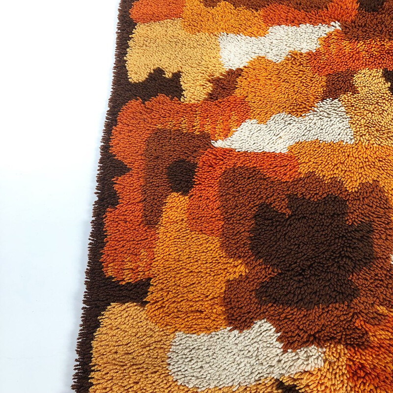 Vintage psychedelic floral rug by Prinstapijt Desso in wool 1970s