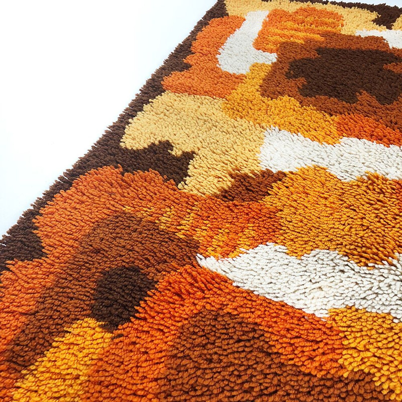 Vintage psychedelic floral rug by Prinstapijt Desso in wool 1970s