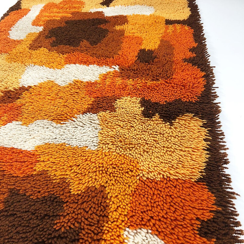 Vintage psychedelic floral rug by Prinstapijt Desso in wool 1970s