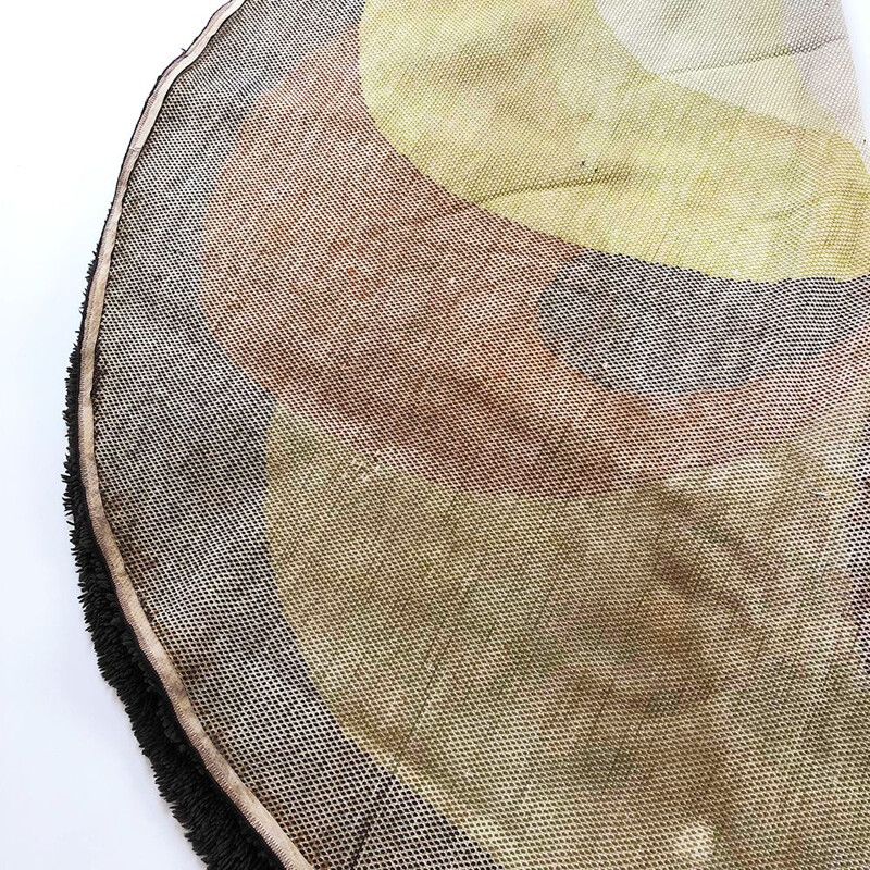 Tapis vintage pour Desso en laine polyacryl beige verte et marron 1970