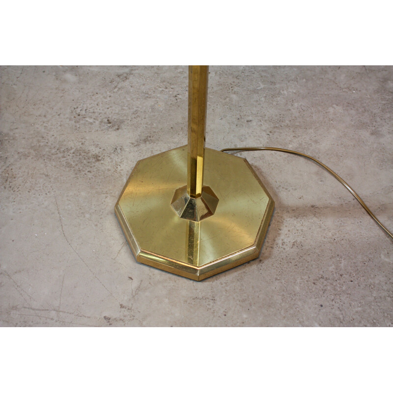 Vintage floorlamp in solid brass and beige fabric 1970s