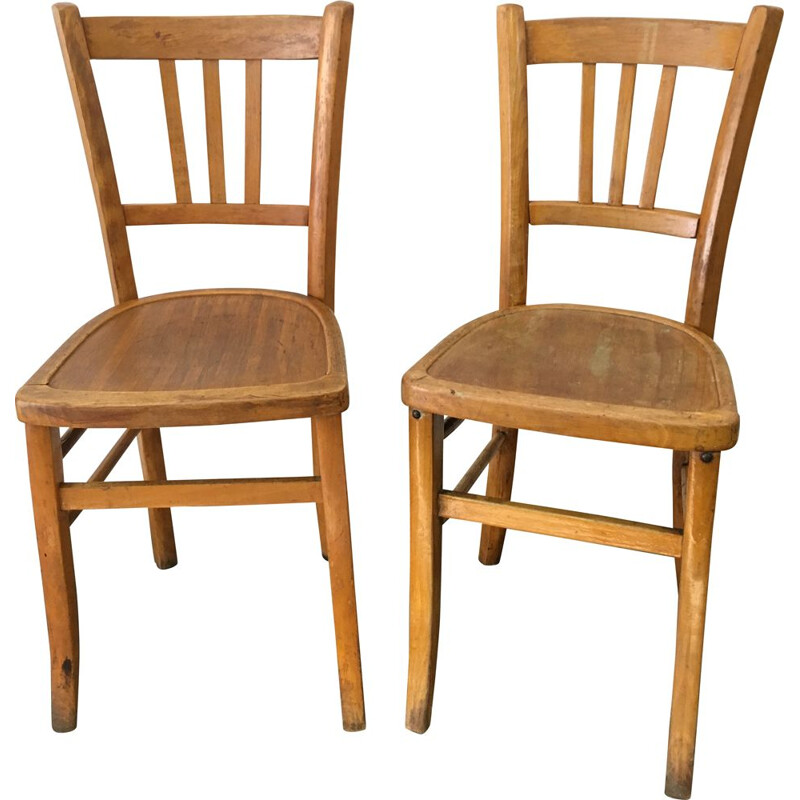 Pair of vintage bistro chairs by Luterma France 1950s