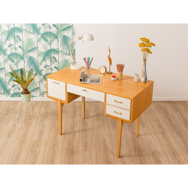 Vintage german desk in white formica and ashwood 1950s