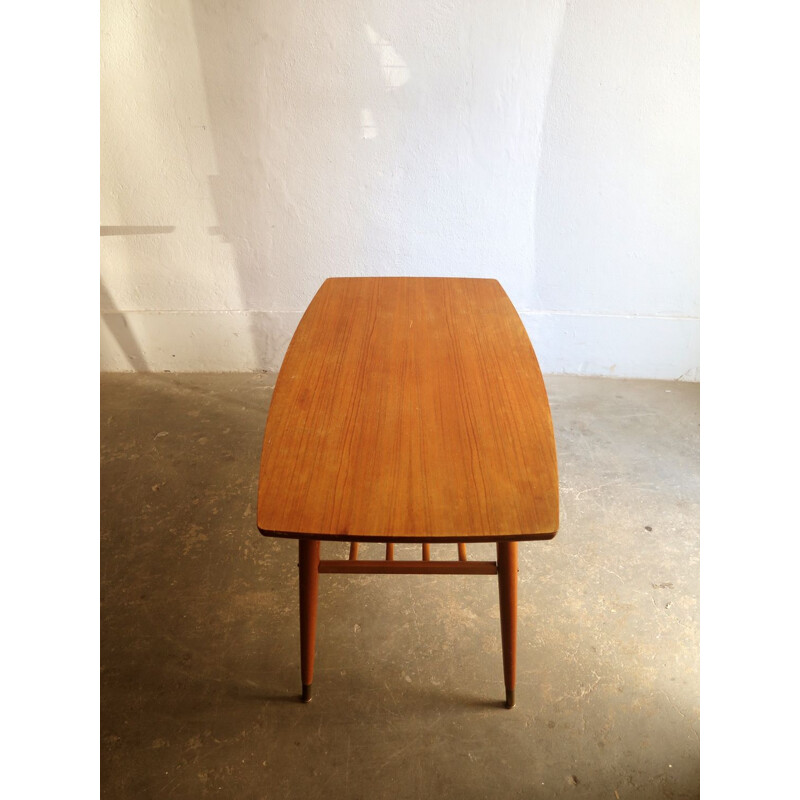 Vintage coffee table with brass feet Scandinavian, 1960s