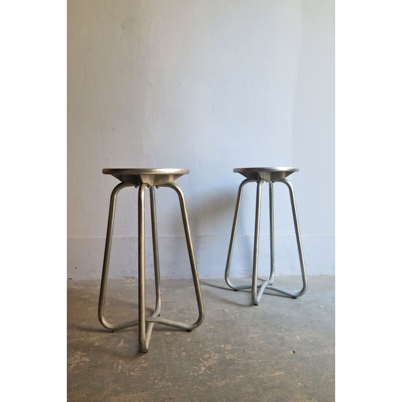 Set of 2 vintage metal high stools