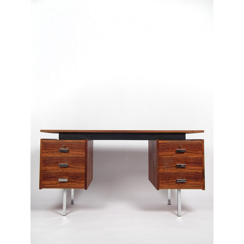 Pastoe vintage desk in rosewood and chrome, Cees BRAAKMAN - 1960s