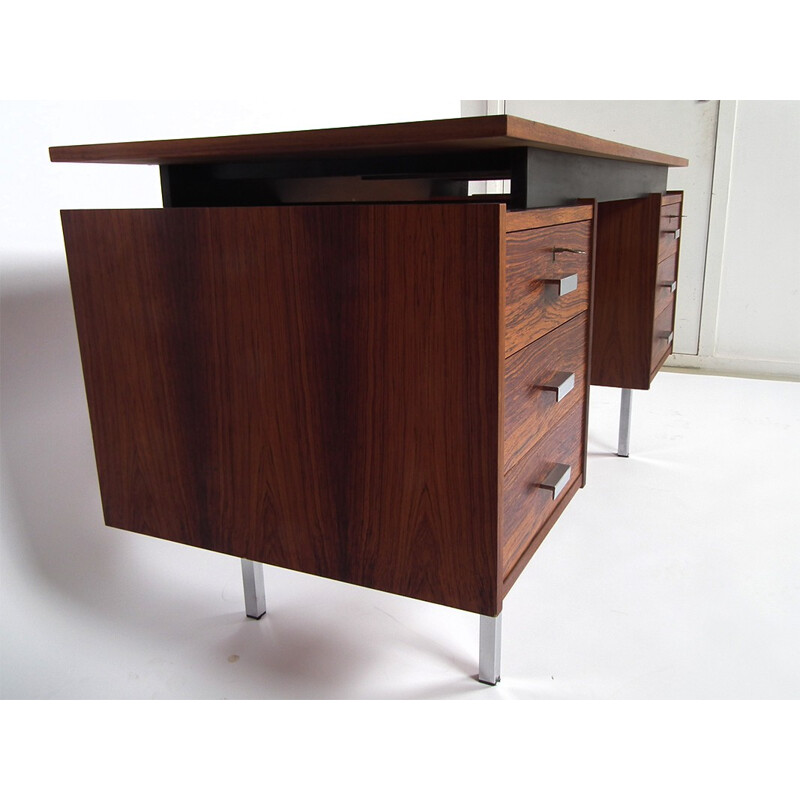 Pastoe vintage desk in rosewood and chrome, Cees BRAAKMAN - 1960s
