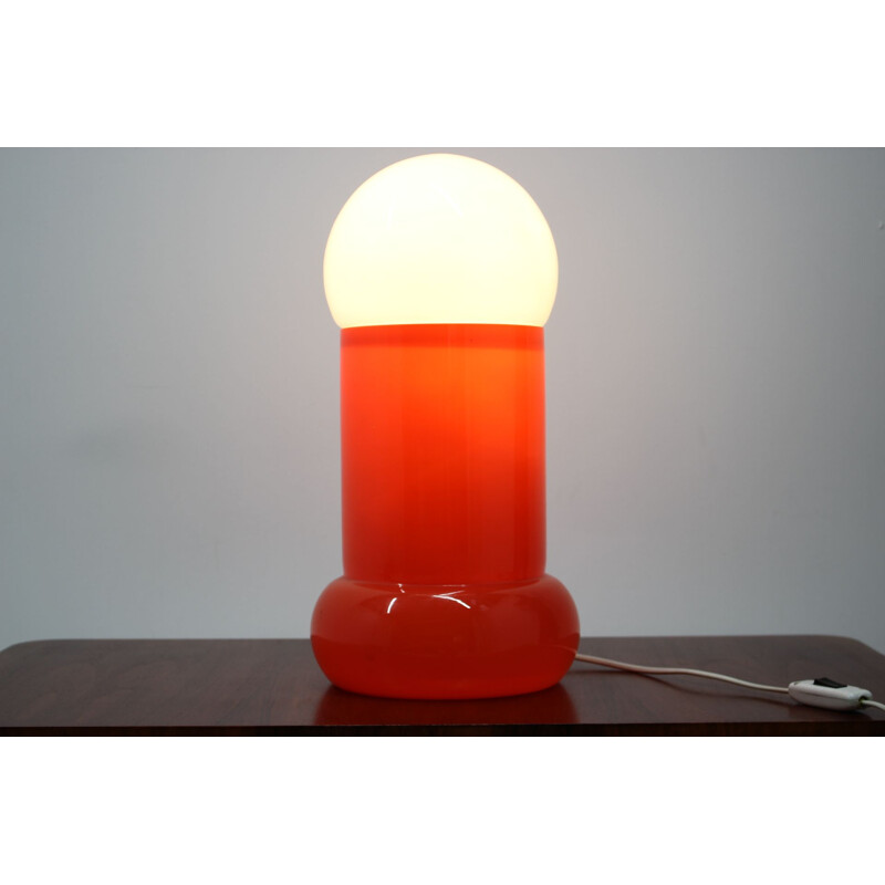 Lámpara de mesa naranja vintage 1970