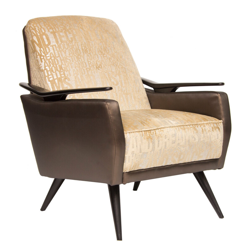 Vintage chocoladebruine fauteuil 1960