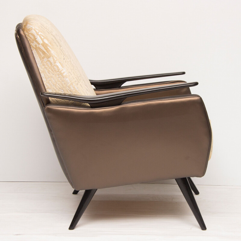 Vintage chocoladebruine fauteuil 1960