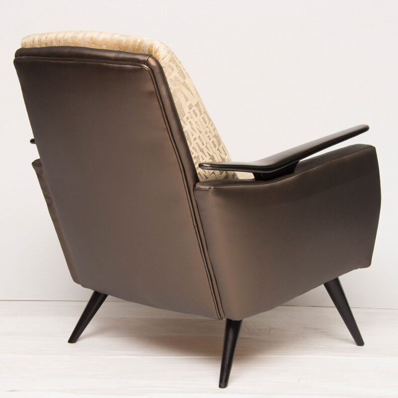 Vintage chocoladebruine fauteuil 1960