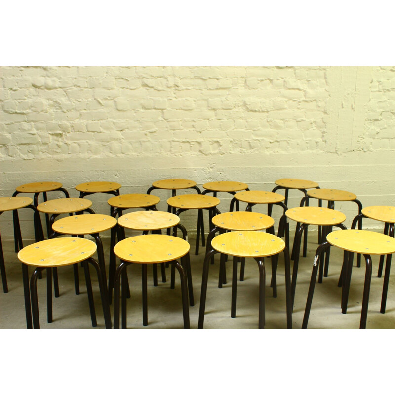 20 vintage beech wood stools 1970