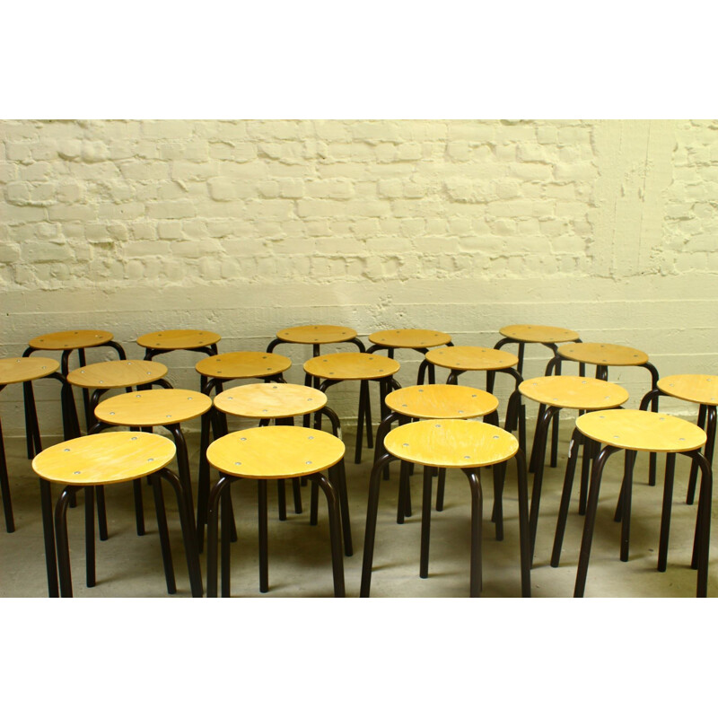 20 vintage beech wood stools 1970