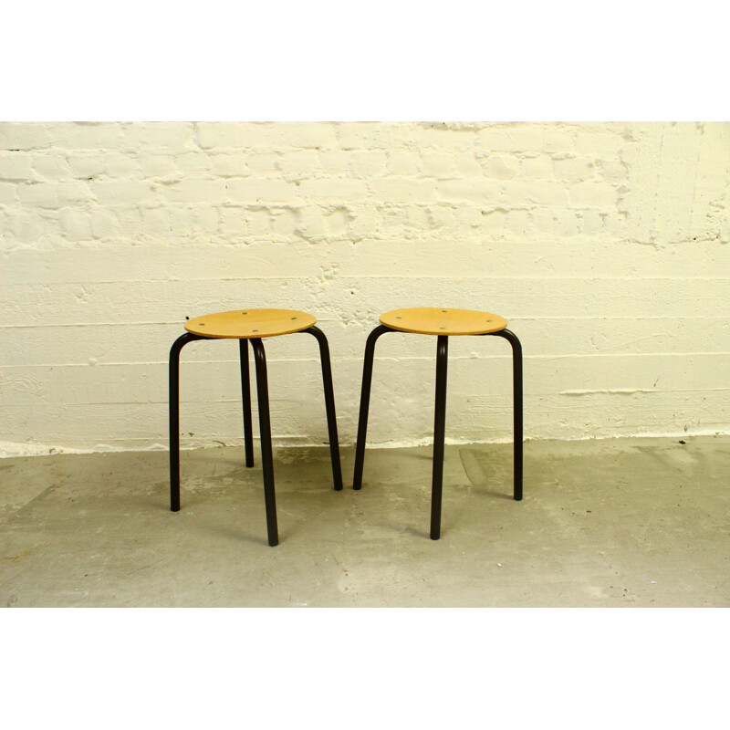 20 vintage beech wood stools 1970