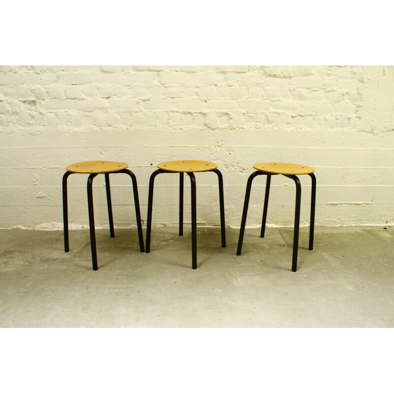 20 vintage beech wood stools 1970